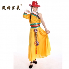 风格汇美 藏族女演出服 康定情歌舞蹈服 少数民族风情表演服装