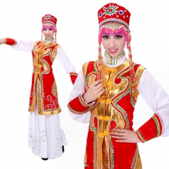 售红色民族服装 蒙古舞蹈演出服装售2014新款蒙古服装定制
