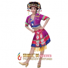 少数民族舞蹈服装女 苗族民族舞蹈演出服 2014新款表演服定制