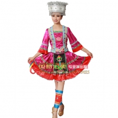 苗族舞蹈服演出服 少数民族舞蹈 民族舞台表演服装定制