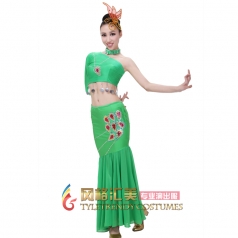 风格汇美 傣族舞蹈演出服装 孔雀舞表演服装 民族舞台服装