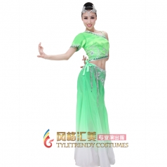 开场舞蹈服装演出服 北京新款绿色傣族孔雀舞蹈服装 民族服装