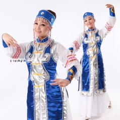 风格汇美 蒙古族演出服装 舞台服装 舞蹈服装 蓝色民族服装
