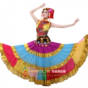 出售新款彝族演出舞蹈服装 彝族演出服 少数民族演出服装女款