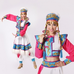 北京出售蒙古族舞蹈演出服装 白色短款表演演出服 舞台装