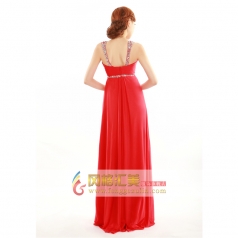 新款秋装 红色新娘长款修身带钻雪纺敬酒服 女士年会晚礼服裙