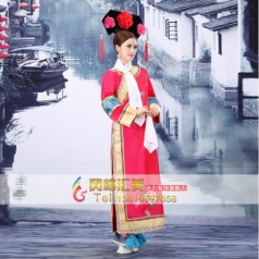 古代格格演出服  清朝红色公主格格服装  舞台古装演出服