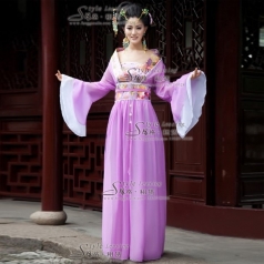 女士紫色演出服  古代妃子舞台装   年会古装演出服