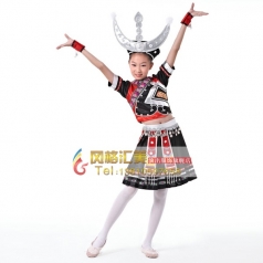 儿童少数民族服装 儿童苗族舞蹈演出服装 儿童演出服定做