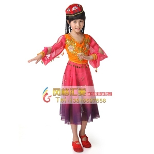 儿童新疆舞蹈服装 中小学生新疆舞服装 民族舞蹈服装