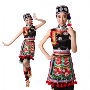 风格汇美 彝族服装 女 彝族舞蹈服装演出服 民族舞服装 彝族短裙