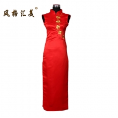 风格汇美正品特价 定制夏装 红色中式复古 招待服装 奥运礼仪旗袍