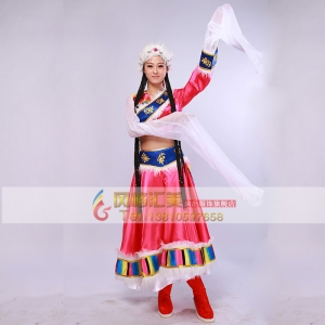藏族服装少数民族舞蹈演出服水袖女装藏族舞台服秧歌服装新款
