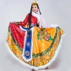 藏服 藏族舞蹈演出服女 民族服装 开场裙 蒙古裙 蒙族服装