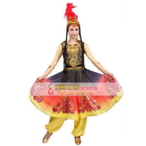 风格汇美新疆舞蹈演出服 新疆姑娘舞蹈服装 少数民族舞蹈服装女