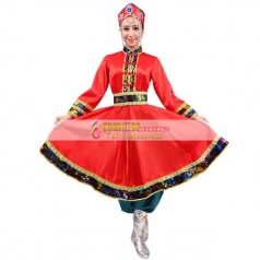 风格汇美新款蒙古舞蹈服装红色蒙古舞蹈演出服女少数民族舞蹈服装