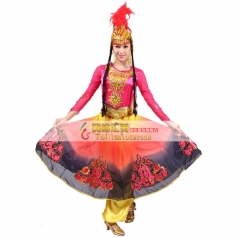风格汇美新疆维吾尔族舞蹈服装女 新疆舞蹈演出服长裙民族舞蹈服