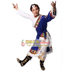 北京藏族舞蹈演出服 西藏舞台演出服装 年会表演服装