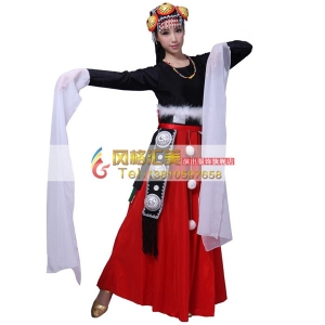 风格汇美 女士经典舞蹈姑娘 藏族舞蹈演出服装 西藏民族舞台装