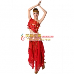 风格汇美 现代舞蹈服 女士现代广场舞表演服装 红色舞台演出服