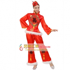 风格汇美 女士秧歌服装 大红色福字演出服装 秧歌表演服服
