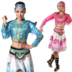 风格汇美新款蒙古演出服装 女士民族舞台演出服装 蒙古舞蹈服装