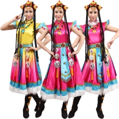 风格汇美新款藏族舞蹈演出服无袖少数民族舞蹈服装年会舞蹈服