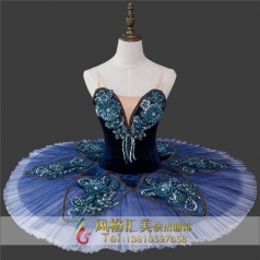 蓝色芭蕾舞台表演服装定制_风格汇美演出服饰