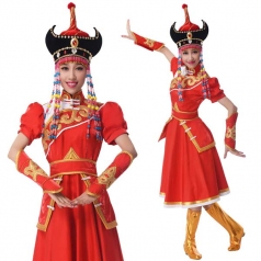 新款蒙古族舞蹈演出服装蒙古族表演服装定制