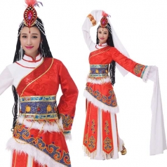 新款藏族少数民族舞蹈服装藏族舞演出服定制