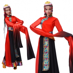 新款藏族舞蹈演出服装藏袍女西藏服装拉萨成人少数民族舞服装