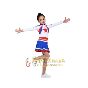 女童健美操演出服装少儿白色运动会啦啦操表演服装定制