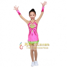 艺术体操服装校园演出服装粉色儿童啦啦操服装定制