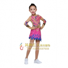 儿童艺术体操服装校园竞技体操粉色儿童体操服装定制
