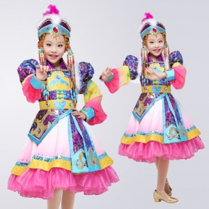 儿童少数民族舞蹈服装56个民族幼儿演出服定做