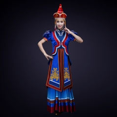 少数民族舞蹈演出服装大摆裙蒙古民族舞蹈表演服装定制！