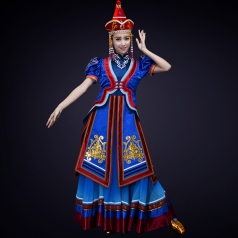 少数民族舞蹈演出服装大摆裙蒙古民族舞蹈表演服装定制！