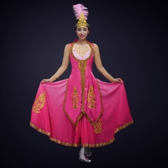 新款新疆民族舞蹈演出服装大型舞台演出节目新疆舞蹈裙定制
