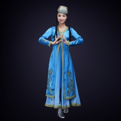 新款民族舞蹈演出服装大型舞台新疆舞蹈演出服装定制！