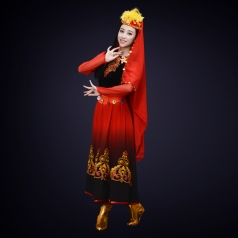 成人新款新疆舞蹈演出服装晚会民族舞蹈演出服装定制！