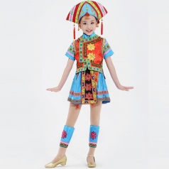 儿童舞蹈演出服装仡佬族舞蹈服装小学生民族舞蹈服装定制