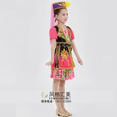 校园西部文化艺术演出服装儿童民族舞蹈服装乌兹别克演出服装定制！