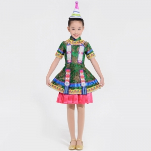 民族演出服装定制儿童舞蹈比赛裕固族小学生舞台表演服装定制