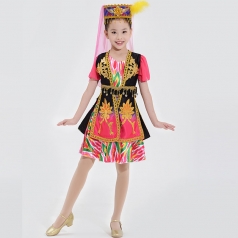 校园西部文化艺术演出服装儿童民族舞蹈服装乌兹别克演出服装定制！
