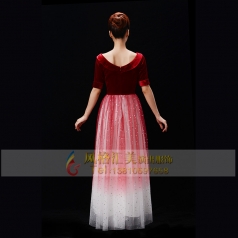 新款成人合唱服装款式女士长裙合唱服装红歌合唱演出服装
