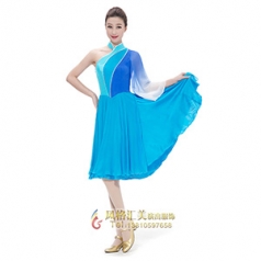 艺考蓝色舞蹈演出服装真丝古典舞蹈表演服装设计新款舞台舞蹈演出服装设计定制！