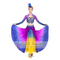 新疆舞蹈服装演出服女紫色经典剧目艺考维吾尔族舞蹈表演服装定制